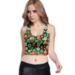 Strawberries Pattern Racer Back Crop Top