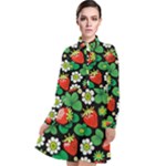 Strawberries Pattern Long Sleeve Chiffon Shirt Dress