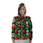 Strawberries Pattern Women s Hooded Windbreaker