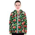 Strawberries Pattern Women s Zipper Hoodie