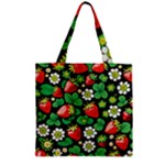 Strawberries Pattern Zipper Grocery Tote Bag