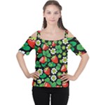 Strawberries Pattern Cutout Shoulder T-Shirt