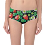 Strawberries Pattern Mid-Waist Bikini Bottoms