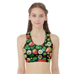 Strawberries Pattern Sports Bra with Border