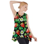 Strawberries Pattern Side Drop Tank Tunic