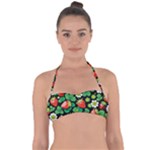 Strawberries Pattern Tie Back Bikini Top