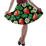 Strawberries Pattern A-line Skater Skirt