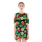 Strawberries Pattern Shoulder Cutout One Piece Dress