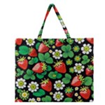 Strawberries Pattern Zipper Large Tote Bag