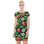 Strawberries Pattern Cap Sleeve Bodycon Dress