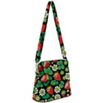 Strawberries Pattern Zipper Messenger Bag