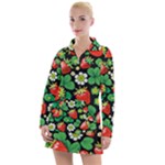 Strawberries Pattern Women s Long Sleeve Casual Dress