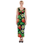 Strawberries Pattern Fitted Maxi Dress