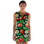 Strawberries Pattern Wrap Front Bodycon Dress