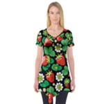 Strawberries Pattern Short Sleeve Tunic 