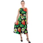 Strawberries Pattern Midi Tie-Back Chiffon Dress