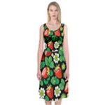 Strawberries Pattern Midi Sleeveless Dress