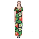 Strawberries Pattern Short Sleeve Maxi Dress