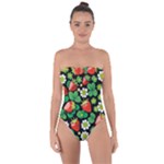 Strawberries Pattern Tie Back One Piece Swimsuit