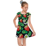 Strawberries Pattern Kids  Cap Sleeve Dress