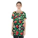 Strawberries Pattern Skirt Hem Sports Top