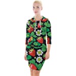 Strawberries Pattern Quarter Sleeve Hood Bodycon Dress