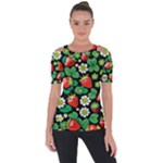 Strawberries Pattern Shoulder Cut Out Short Sleeve Top