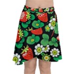 Strawberries Pattern Chiffon Wrap Front Skirt