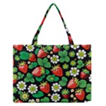 Strawberries Pattern Zipper Medium Tote Bag