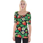 Strawberries Pattern Wide Neckline T-Shirt