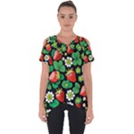 Strawberries Pattern Cut Out Side Drop T-Shirt