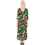 Strawberries Pattern Quarter Sleeve Wrap Maxi Dress