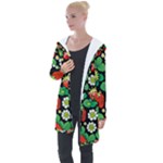 Strawberries Pattern Longline Hooded Cardigan