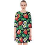 Strawberries Pattern Smock Dress