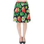 Strawberries Pattern Velvet High Waist Skirt