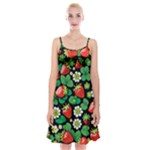 Strawberries Pattern Spaghetti Strap Velvet Dress