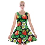 Strawberries Pattern Velvet Skater Dress