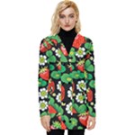 Strawberries Pattern Button Up Hooded Coat 