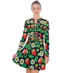 Strawberries Pattern Long Sleeve Panel Dress