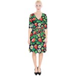 Strawberries Pattern Wrap Up Cocktail Dress