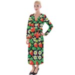 Strawberries Pattern Velvet Maxi Wrap Dress