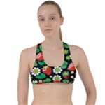 Strawberries Pattern Criss Cross Racerback Sports Bra