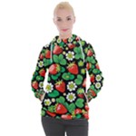 Strawberries Pattern Women s Hooded Pullover