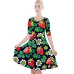 Strawberries Pattern Quarter Sleeve A-Line Dress