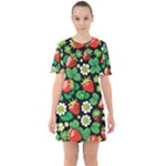 Strawberries Pattern Sixties Short Sleeve Mini Dress