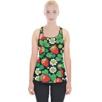 Strawberries Pattern Piece Up Tank Top