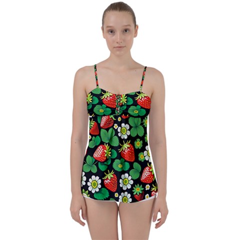 Strawberries Pattern Babydoll Tankini Top from ArtsNow.com