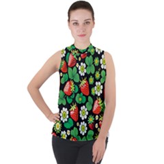 Mock Neck Chiffon Sleeveless Top 