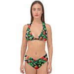 Strawberries Pattern Double Strap Halter Bikini Set