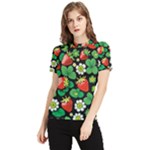 Strawberries Pattern Women s Short Sleeve Rash Guard